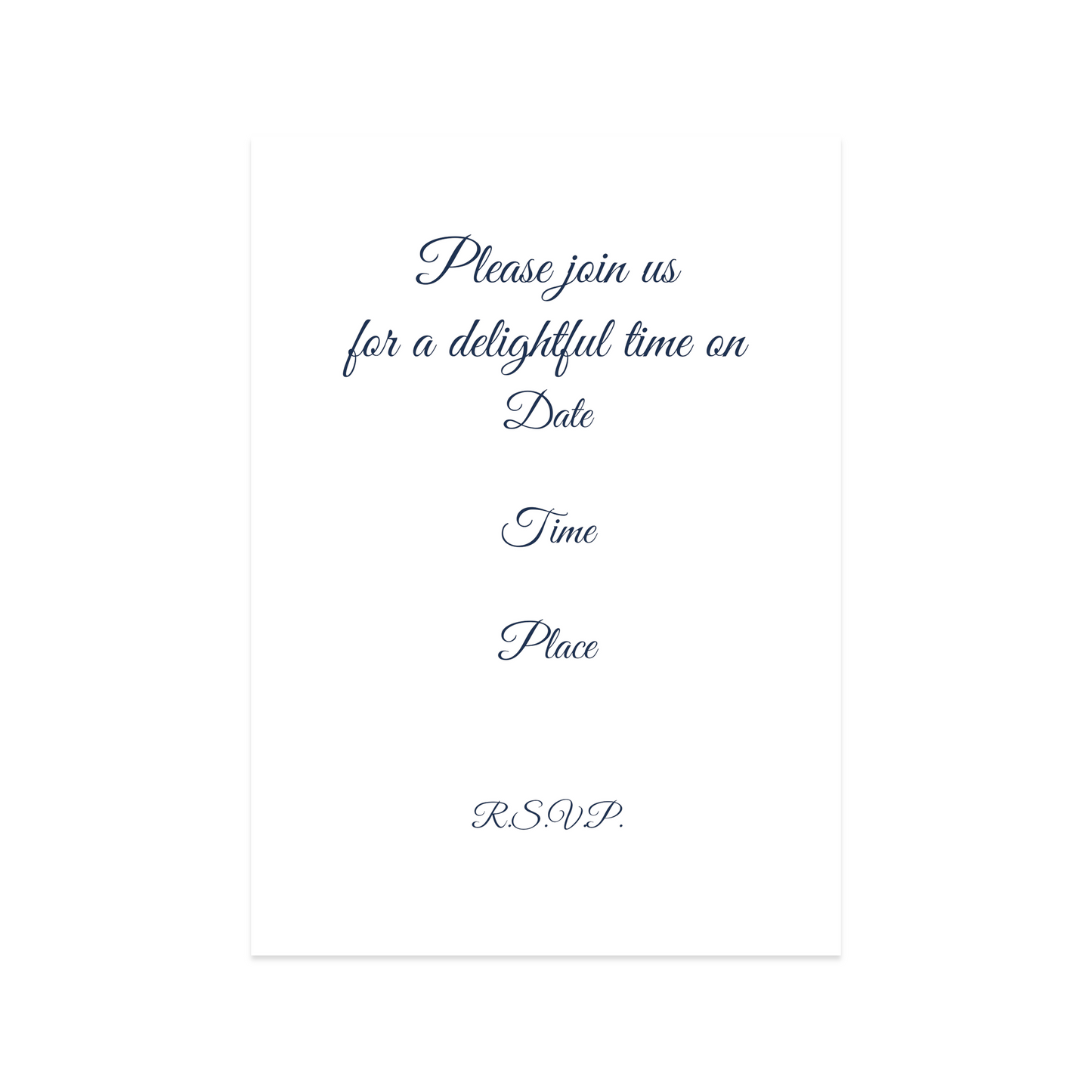 Tea Invitation Card - Dark Blue Tea Cup - 5 Card Pack