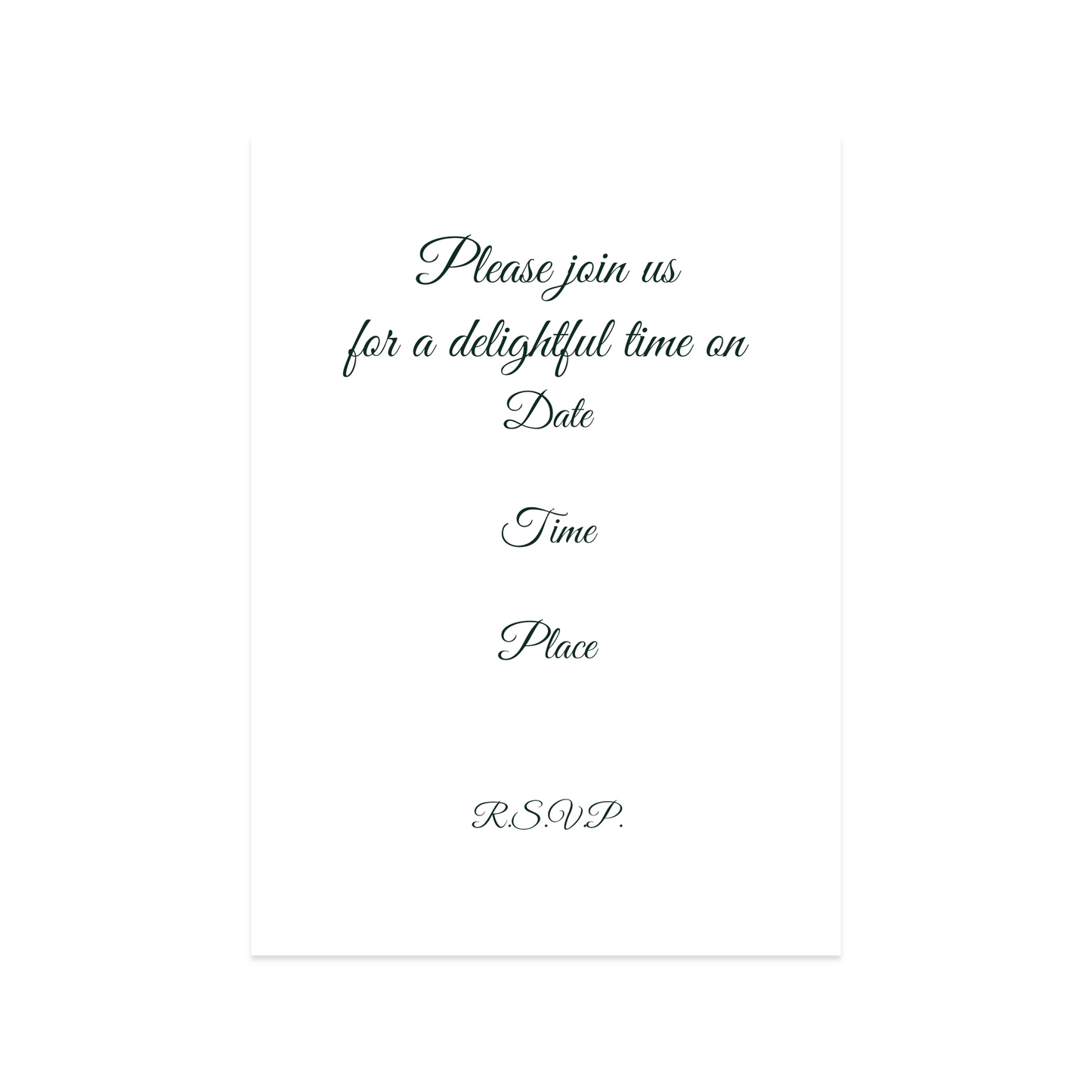 Tea Invitation Card - Green and Gold Tea Cup - 5 Card Pack