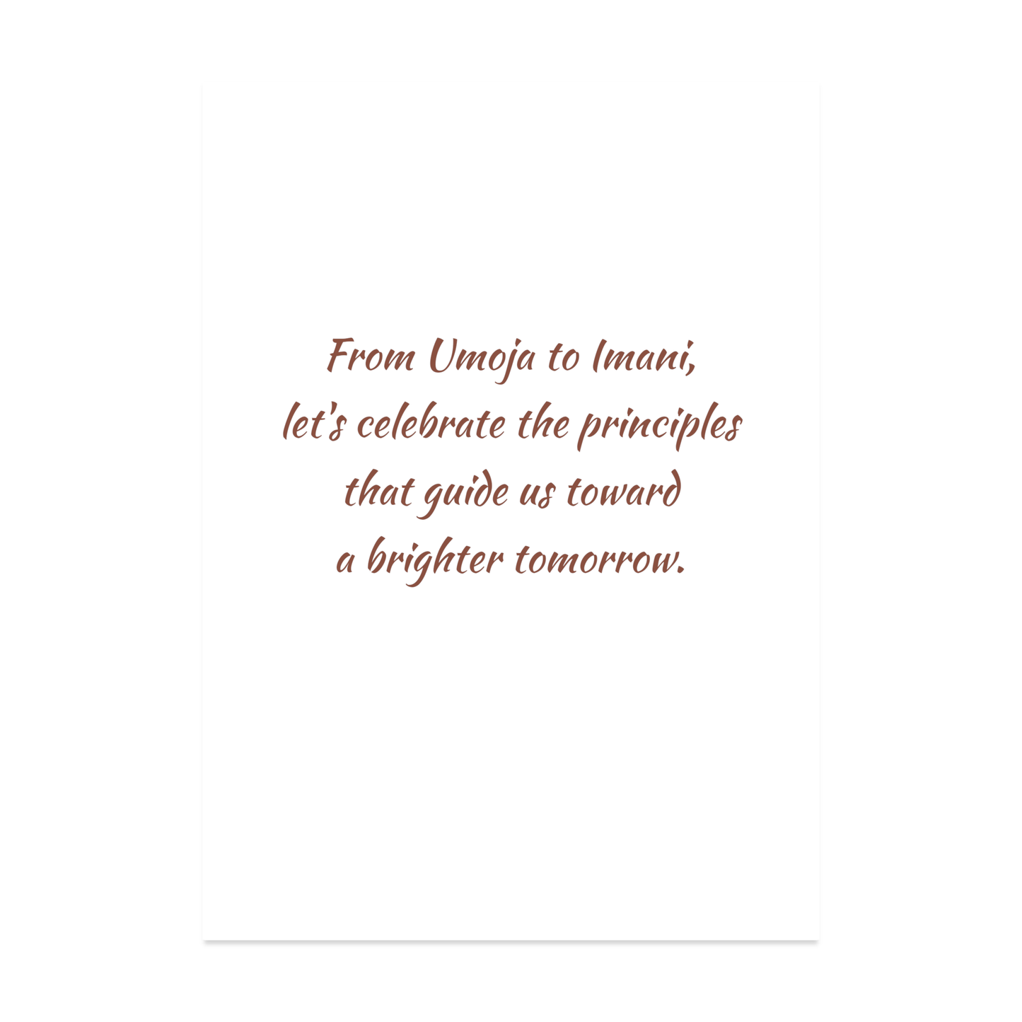 Kwanzaa Card - A Brighter Tomorrow | for Family Member, Loved One, Friend, Someone Special, Acquaintance