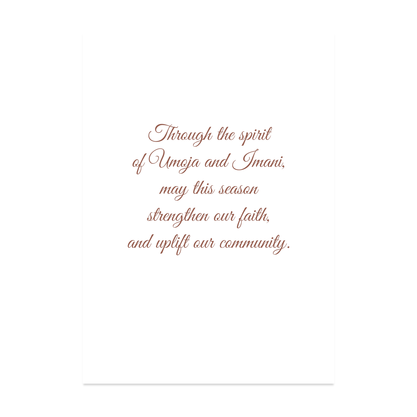 Kwanzaa Card - Imani | for Family Member, Loved One, Friend, Someone Special, Acquaintance