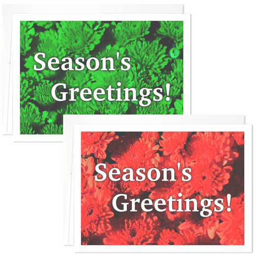 Season's Greetings: Red & Green Holiday Greeting Cards - 12 Card Pack